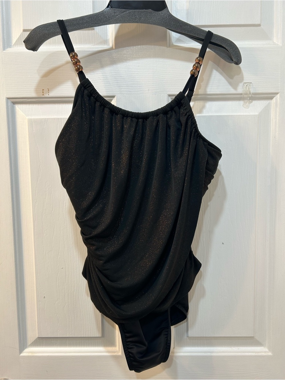 Magicsuit‎ by Miraclesuit Womens 14 One Piece Draped Swim Suit Black Shimmer
